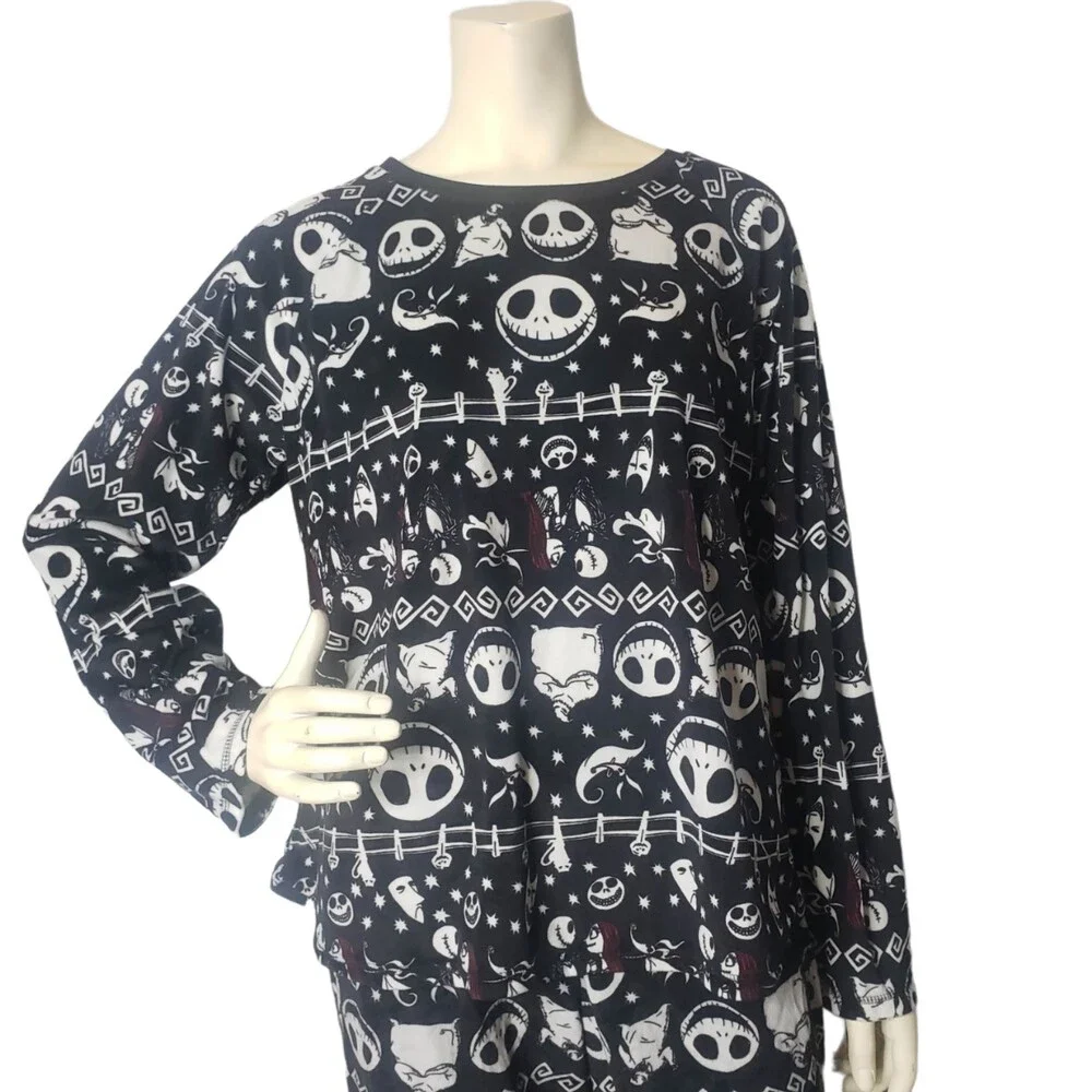 NIGHTMARE BEFORE CHRISTMAS Sleepwear Black Pajamas Top & Bottom Size XL - Picture 3 of 10